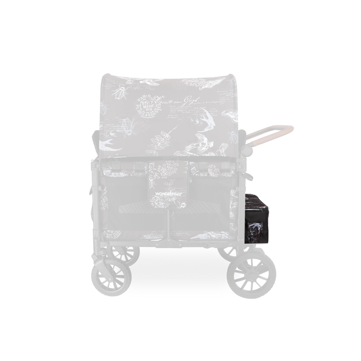Side angle of Wonderfold Elite/Luxe Rear Basket Fabric in Van Gogh Sketches designed for best wagon stroller setups