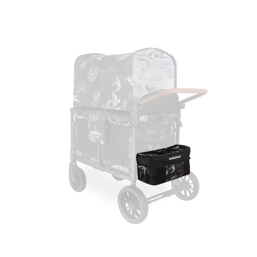 Minimalist and refined, the Wonderfold Elite/Luxe Rear Basket Fabric in Van Gogh Sketches suits baby wagon stroller needs