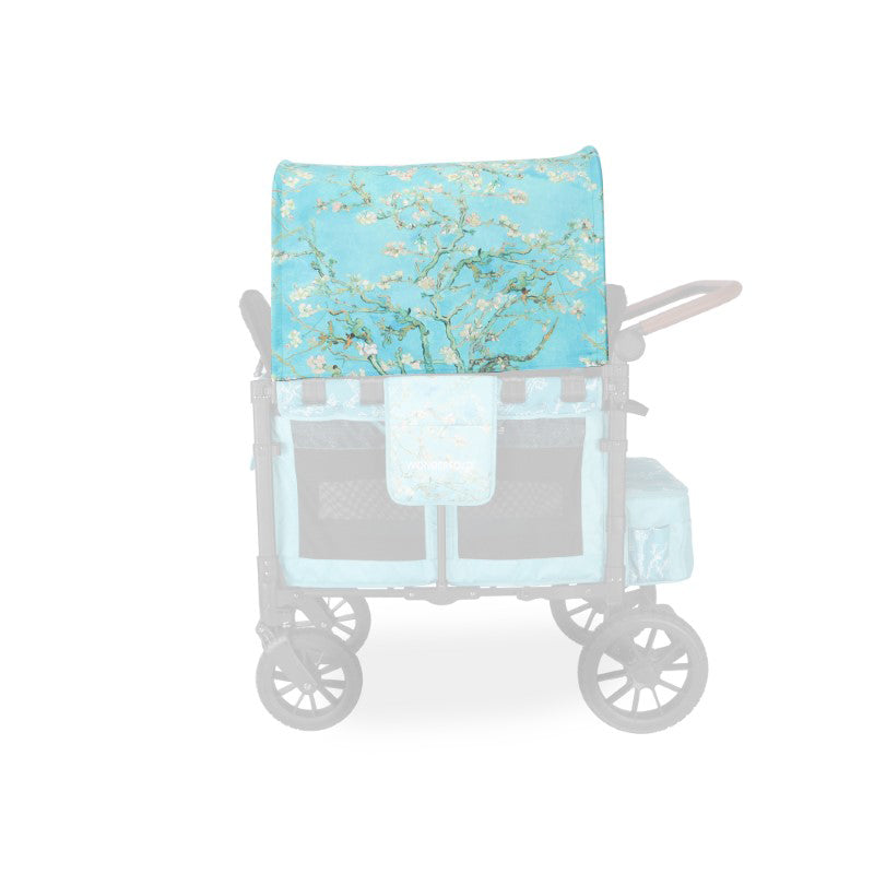 Closeup of Wonderfold Elite/Luxe Canopy Fabric in Almond Blossoms, perfect for baby wagon stroller style