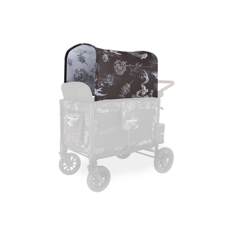 Side view of Wonderfold Elite/Luxe Canopy Fabric in Van Gogh Sketches for best wagon stroller use