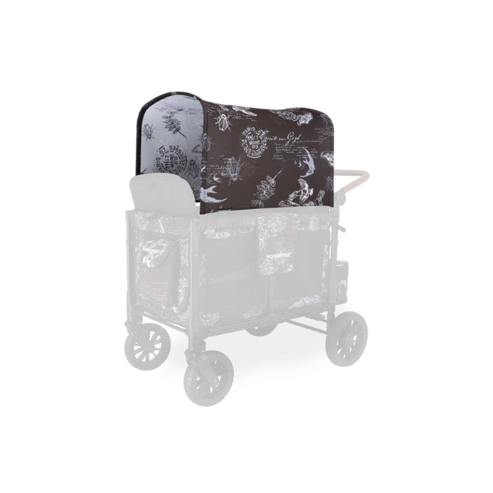 Side view of Wonderfold Elite/Luxe Canopy Fabric in Van Gogh Sketches for best wagon stroller use