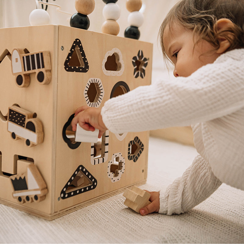 Wonder & Wise shape sorter toy for baby organic rubber wood sustainable