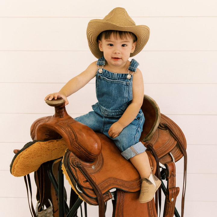Freshly Picked Cowboy Chelsea Boot baby shoes lifestyle photo, cute outfit boots