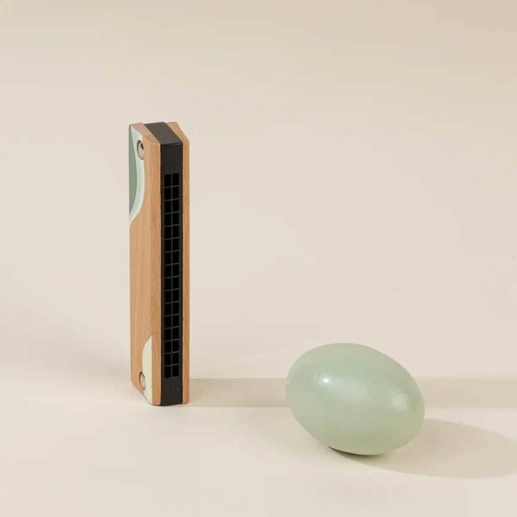 wooden harmonica and rattle egg for children