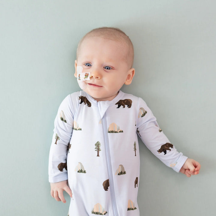 Yosemite Kyte Baby Zippered Footie keeps little ones cozy in soft bamboo footie pajamas.