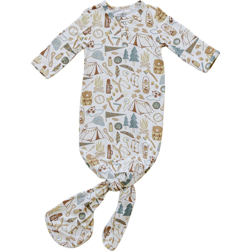 Mebie baby newborn knotted gown, long sleeve infant sleep sack