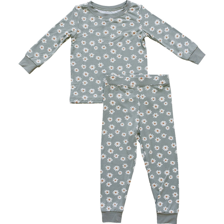 Soft and breathable, the Mebie Baby Light Green Daisy Bamboo Cozy Set is perfect for baby pajamas