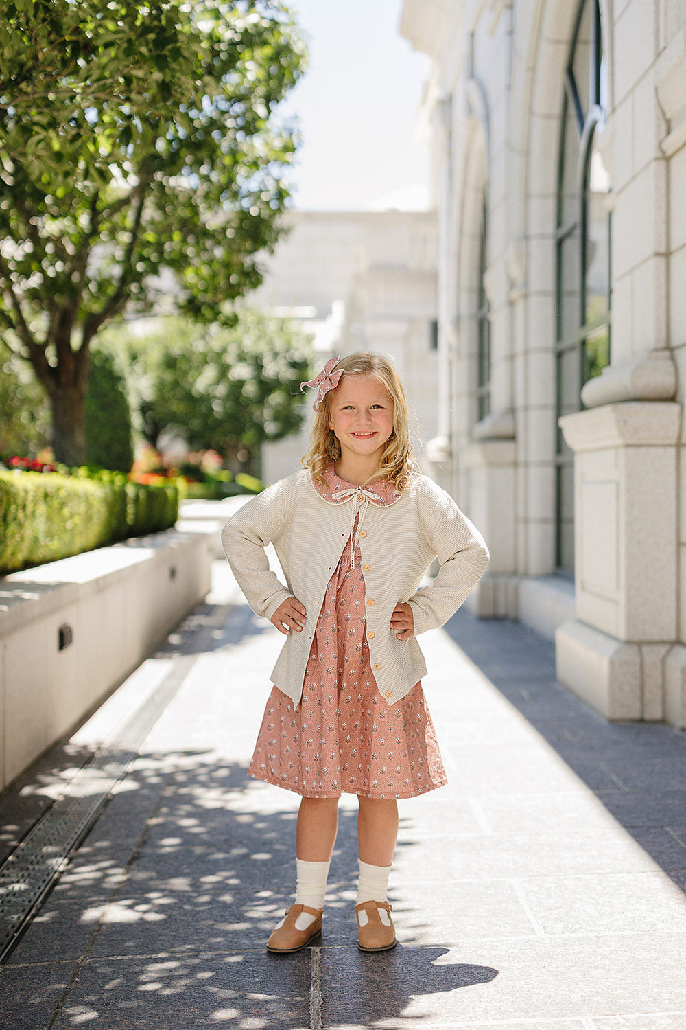 Soft knit texture defines the Mebie Baby Oatmeal Knit Button Down Cardigan, perfect for everyday baby clothing