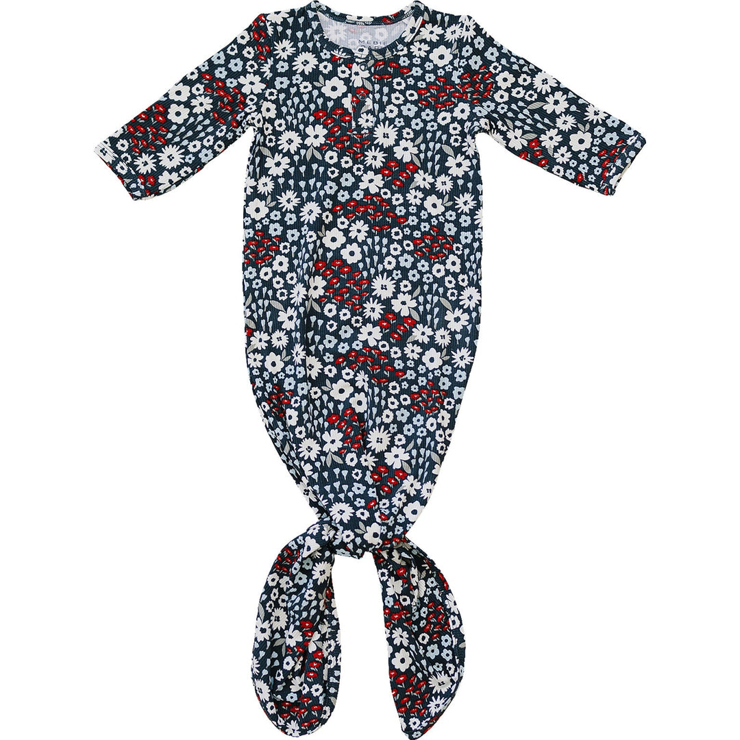 Mebie Baby Americana Floral Bamboo Knot Gown offers soft, breathable comfort, making it a sweet choice for everyday baby pajamas
