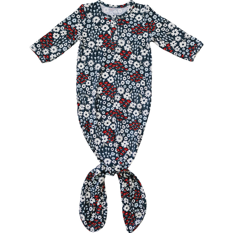 Mebie Baby Americana Floral Bamboo Knot Gown offers soft, breathable comfort, making it a sweet choice for everyday baby pajamas
