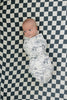 Mebie Baby Charcoal Checkered Muslin Crib Sheet, organic crib sheets with a checkered design