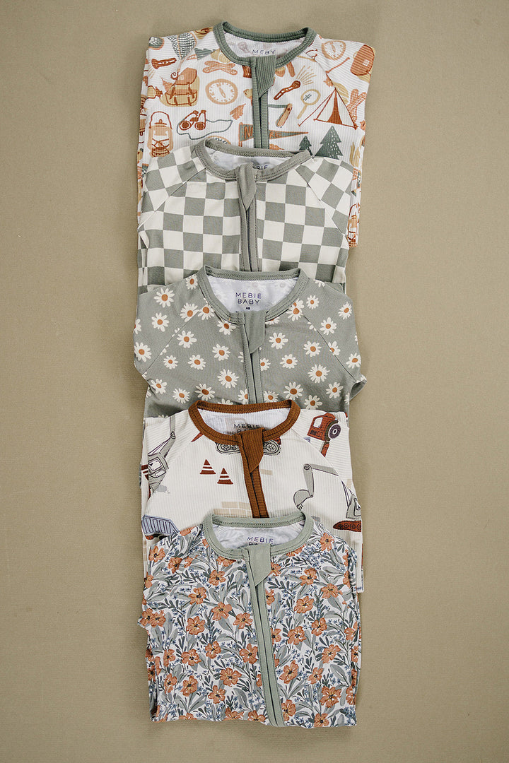 The Mebie Baby Dainty Meadow Bamboo Zipper offers a sweet and practical option for cute onesies