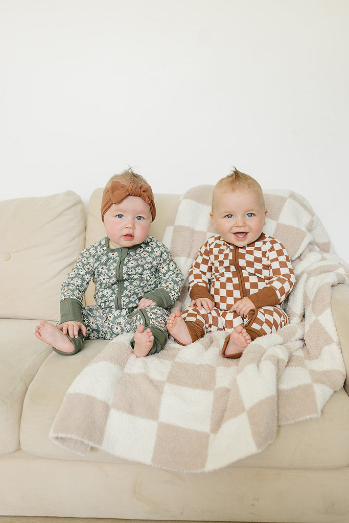 Babies in the Mebie Baby organic bamboo pajamas