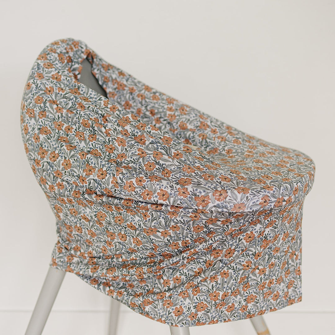 Floral and flexible, the Mebie Baby Dainty Meadow Bamboo Multi-Use Cover doubles as an easy everyday swaddle.