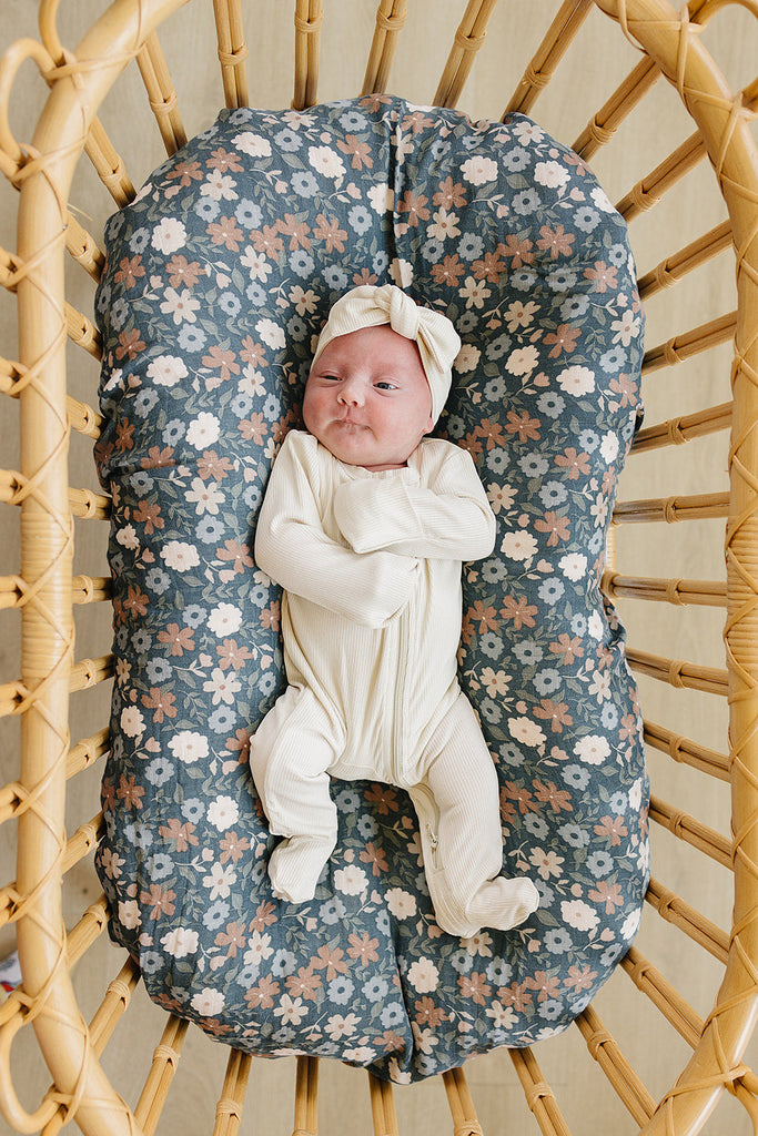 Mebie Baby cream footie pajamas made from organic bamboo