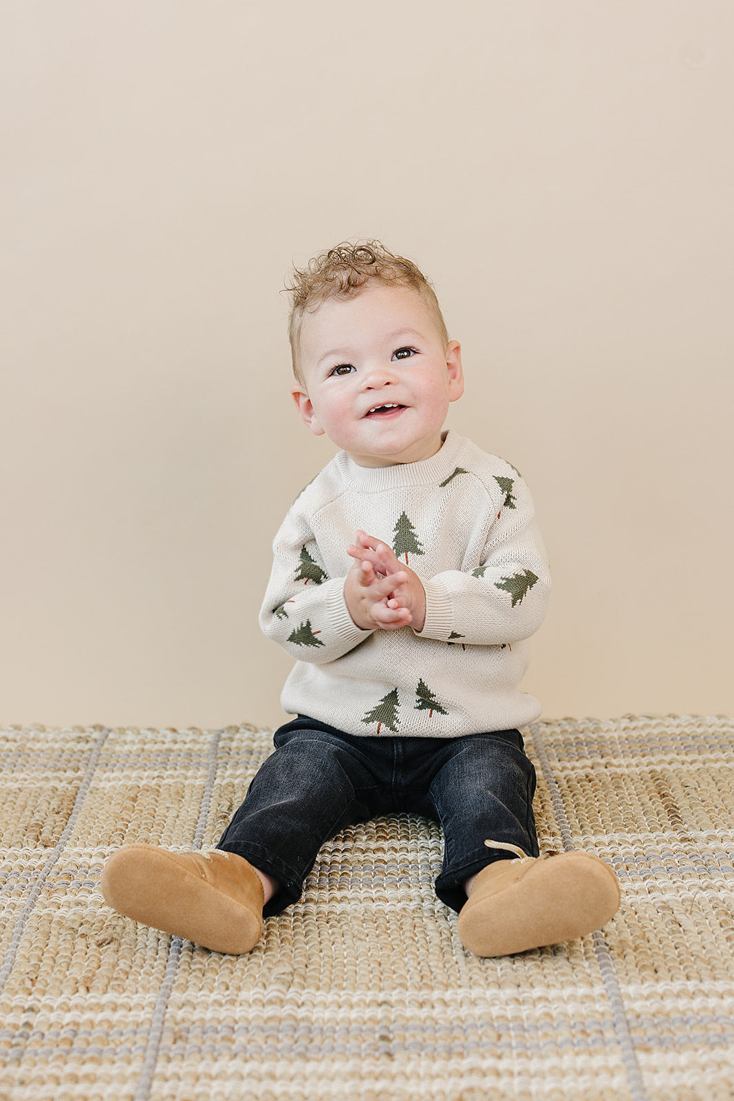 Layer little ones in the soft Mebie Baby Pine Tree Knit Sweater, ideal for newborn baby clothes