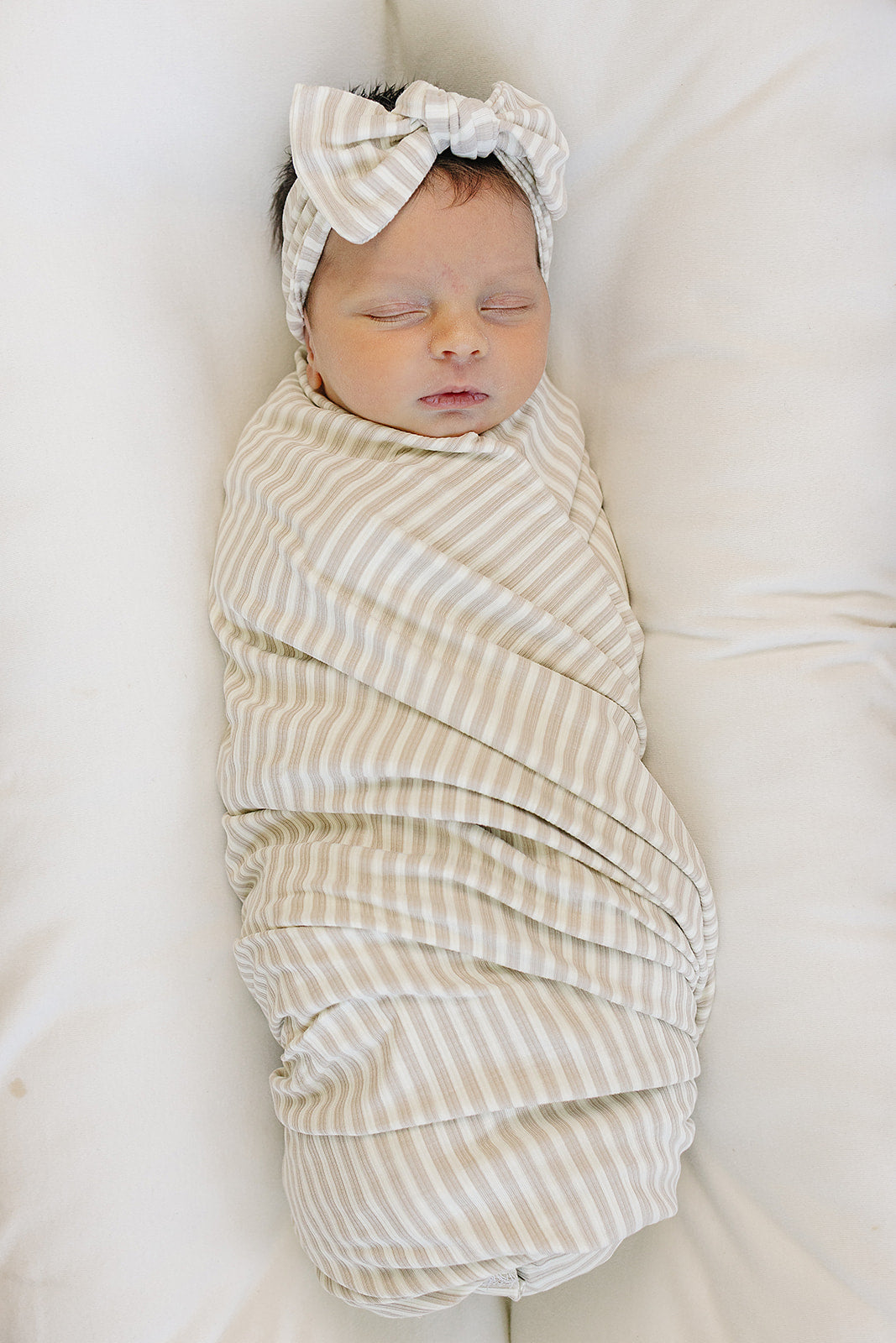 Keep your little one cozy with the Mebie Baby Taupe Stripe Ribbed Bamboo Stretch Swaddle, ideal baby swaddle blankets.