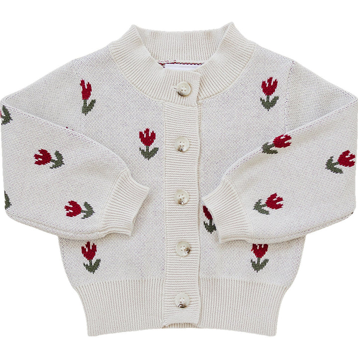 Mebie Baby Tulip Button Down Cardigan styled for cozy layering, a timeless pick in baby clothes