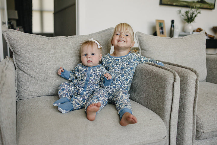 Designed with delicate pointelle bamboo, the Mebie Baby Bluebell Bamboo Zipper works beautifully as cozy onesie pajamas