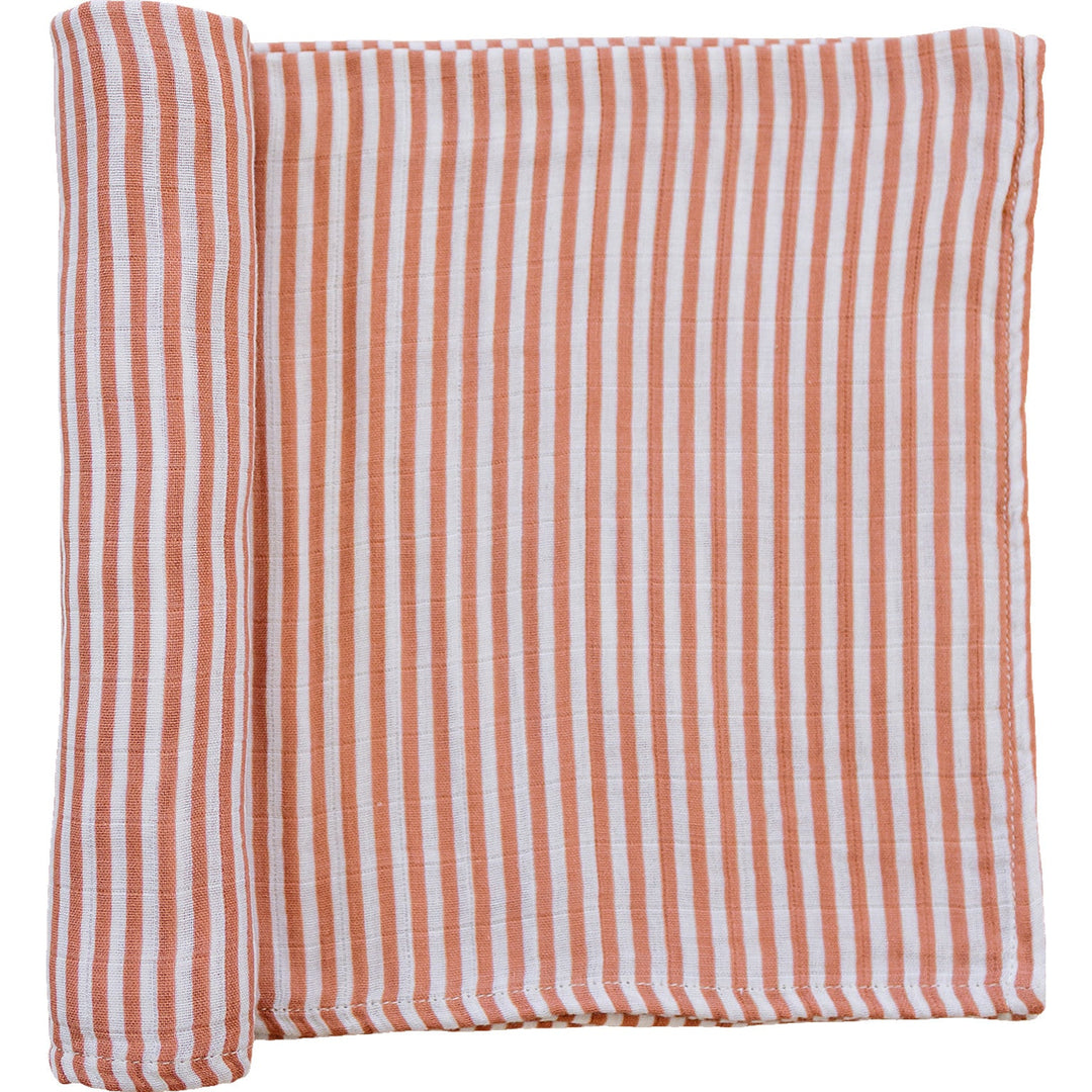 Mebie Baby Pink Stripes Muslin Swaddle Blanket keeps your baby cozy with a soft baby swaddle.