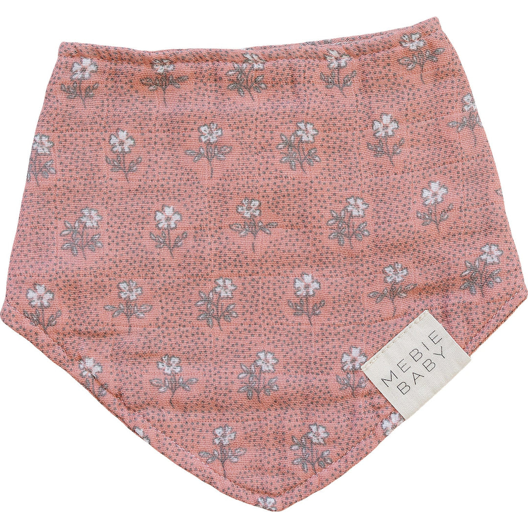 Mebie Baby Vintage Pink Floral Classic Muslin Bib protects clothes with soft and absorbent baby bibs.