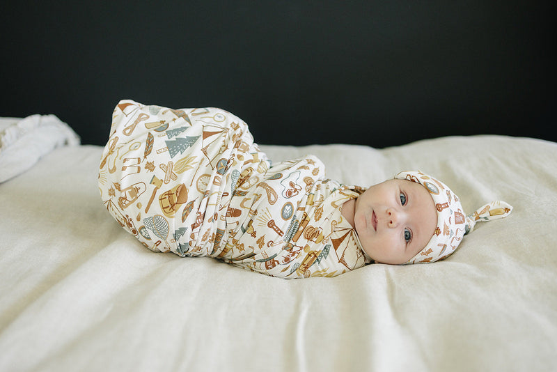 Keep your little one snug with the Mebie Baby Camping Trip Bamboo Stretch Swaddle, perfect baby swaddle blankets.