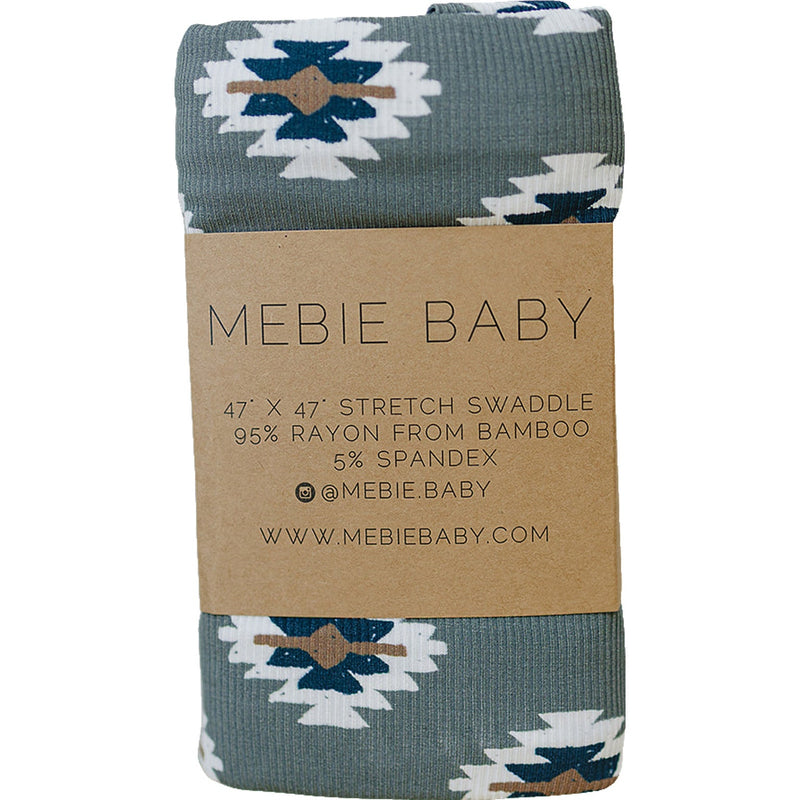 Mebie Baby Southwest Aztec Ribbed Bamboo Stretch Swaddle wraps your newborn in cozy comfort as a baby swaddle.