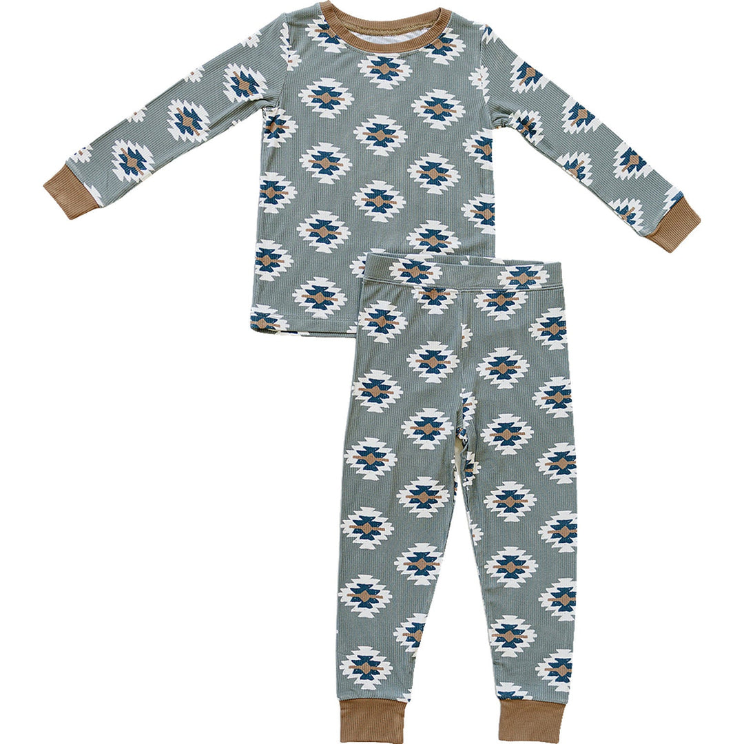 Mebie Baby Southwest Aztec Ribbed Bamboo Cozy Set styled for gentle sleep, a cozy favorite in baby pajamas