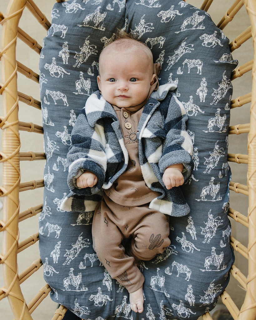 Mebie baby checkered jacket, made with soft sherpa