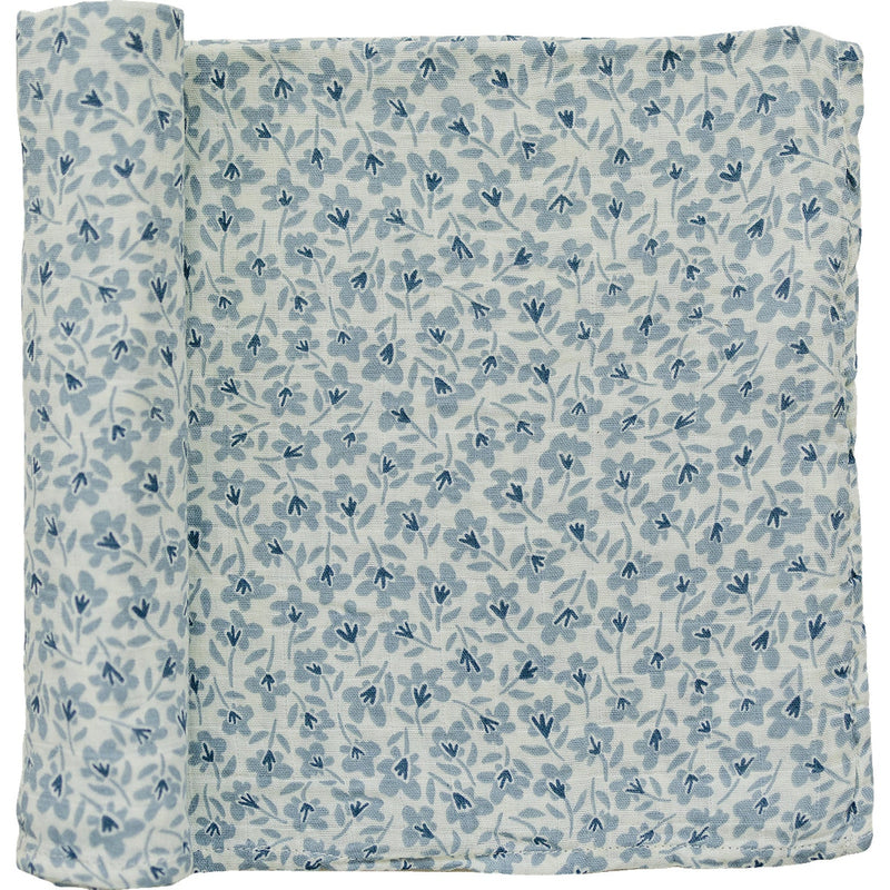 Mebie Baby Blue Blossom Muslin Swaddle Blanket, a soft baby swaddle for cozy and comfortable naps.