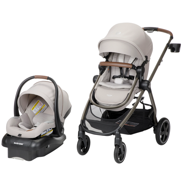 Maxi-Cosi zelia luxe 5-in-1 modular travel system white beige stroller rear facing and front facing 