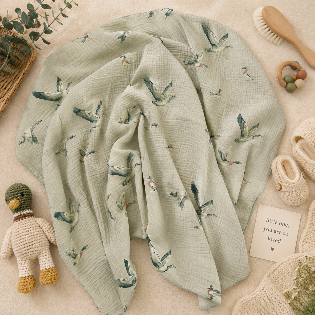 Duck Duck Goose Muslin Swaddle