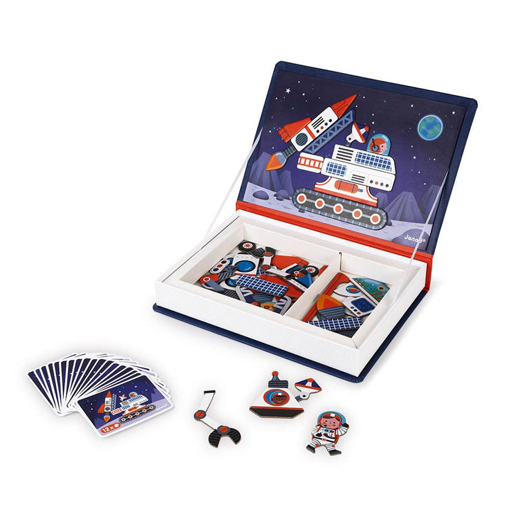 Best magnetic toys for kids: Magneti'book Cosmos open with 18 illustrated cards