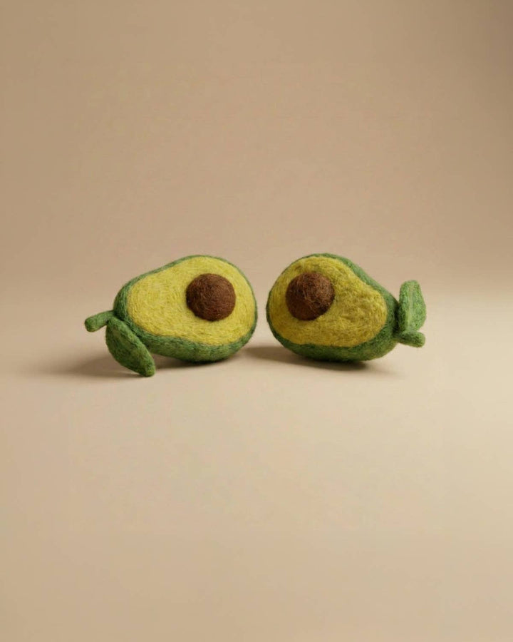 Close-up of Kaddu's Felt Avocado showing handcrafted wool detail