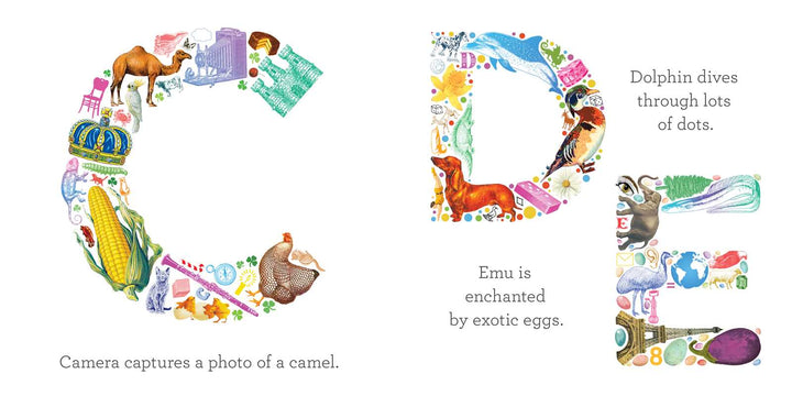 Search-and-find letter page from A B See alphabet board book for babies and toddlers