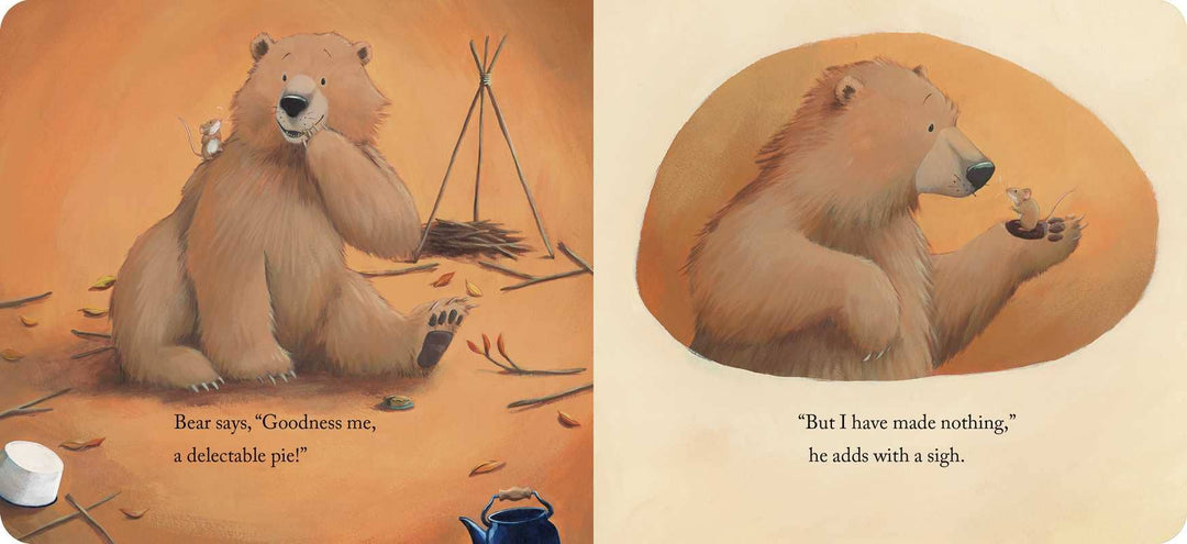 Bear Says Thanks board book spread showing Bear and a rabbit, a Simon & Schuster book for kids