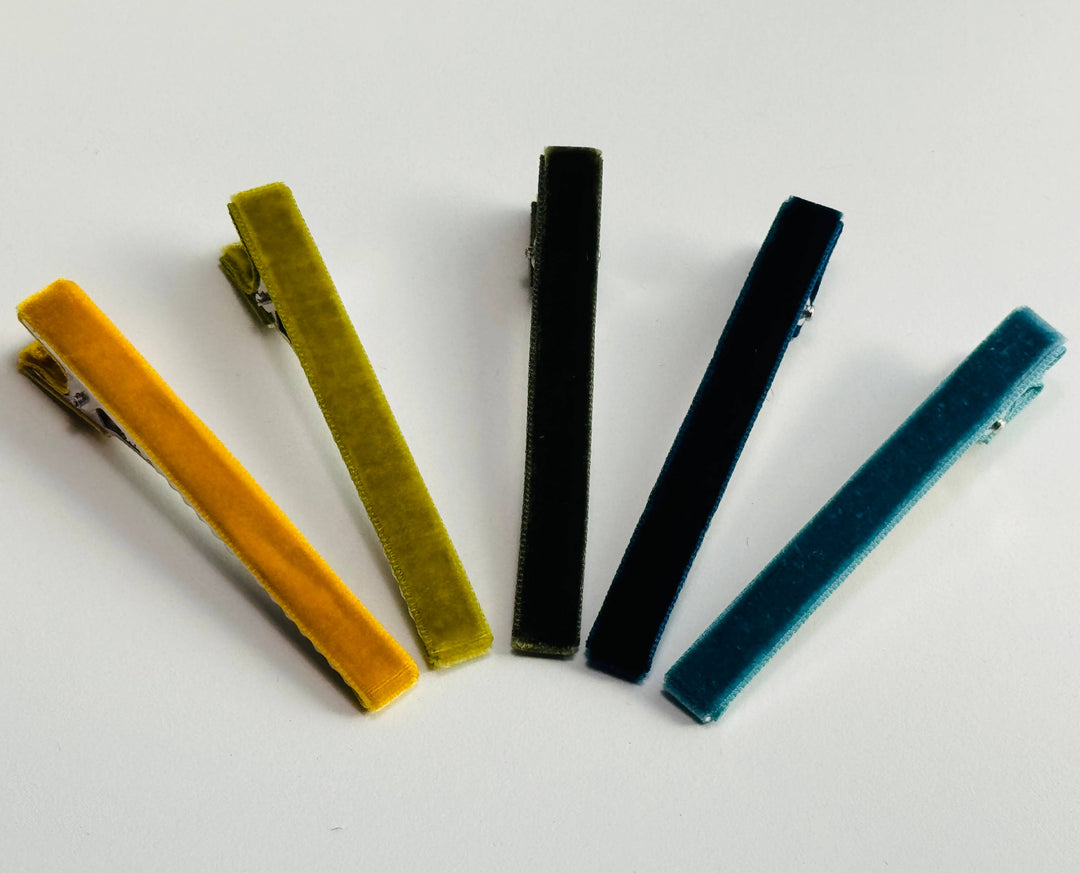 Boutique-inspired Cookie & the Dude Japanese Velvet Bar Clips - Cool velvet barrette hair clips for girls and toddlers
