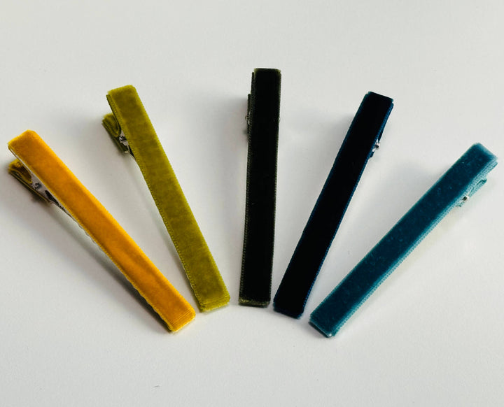 Boutique-inspired Cookie & the Dude Japanese Velvet Bar Clips - Cool velvet barrette hair clips for girls and toddlers