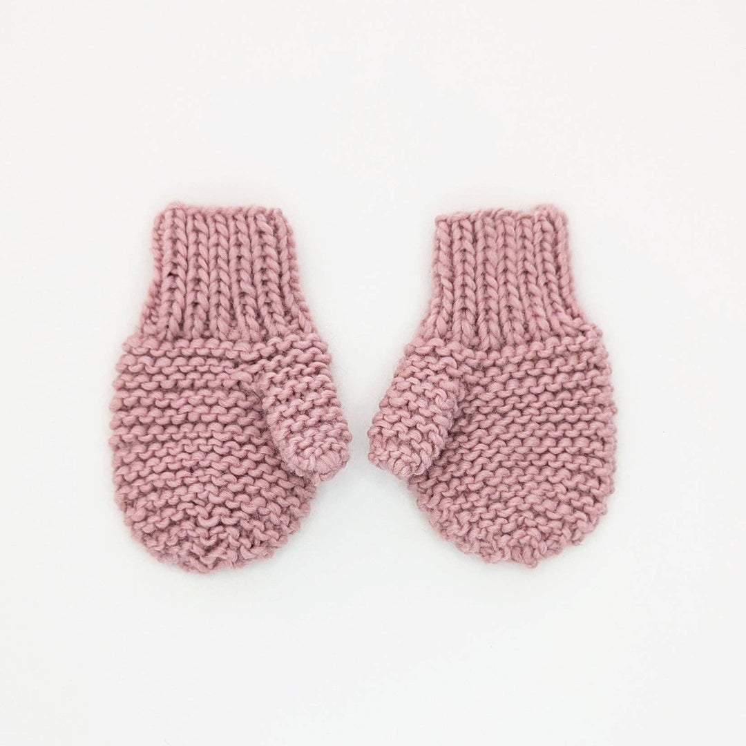 Soft rosy Huggalugs Garter Stitch Mittens Rosy for Toddlers & Kids, perfect baby mittens for chilly days.