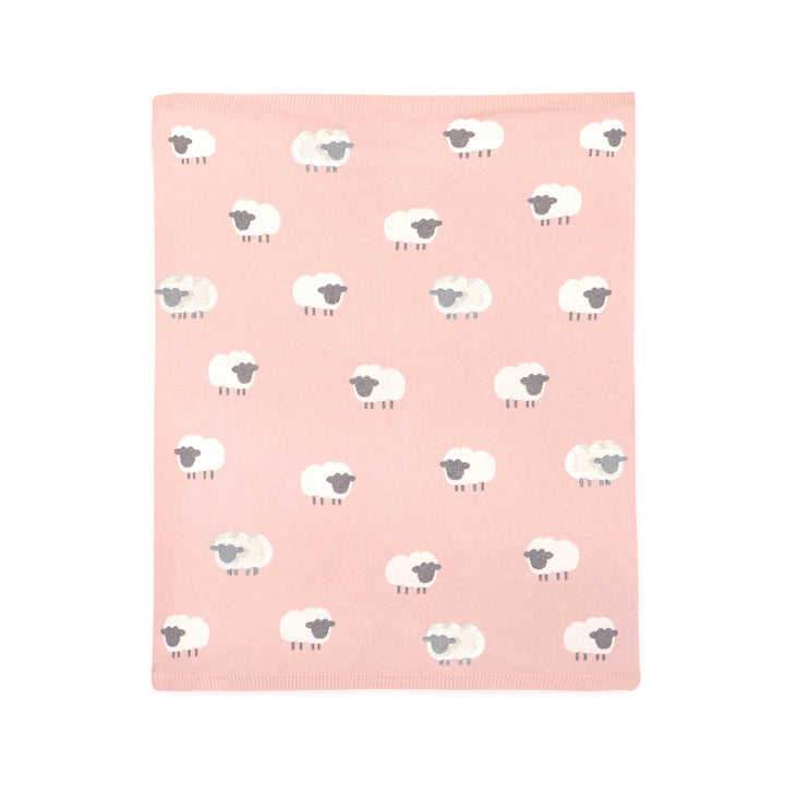 Viverano Organics Woolly Lamb 3D Organic Cotton Jacquard Knit Baby Blanket, soft baby blankets with textured lamb design