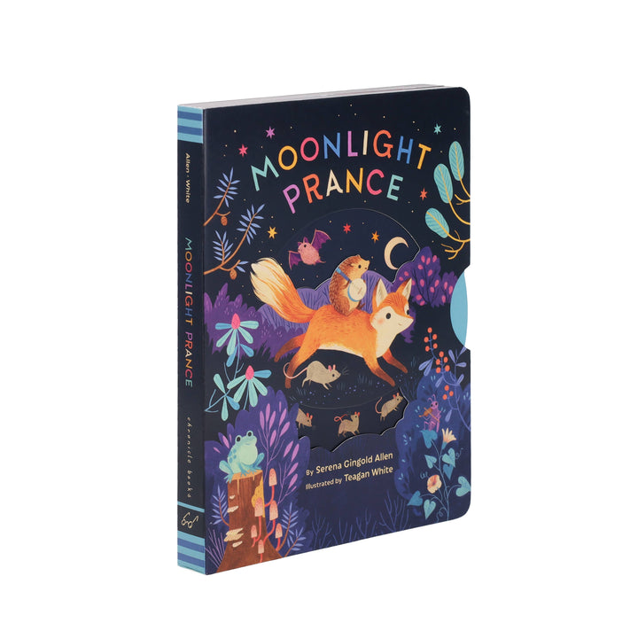 Angled cover view of Moonlight Prance pull-tab board book from Chronicle Books
