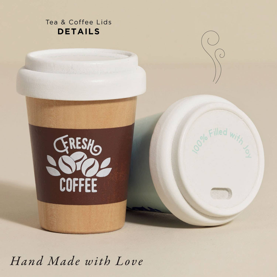 A stylish addition to play kitchens, Le Toy Van Tea & Coffee Re-Useable Eco Cups wood toys inspire cafŽ fun
