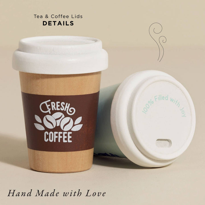 A stylish addition to play kitchens, Le Toy Van Tea & Coffee Re-Useable Eco Cups wood toys inspire cafŽ fun