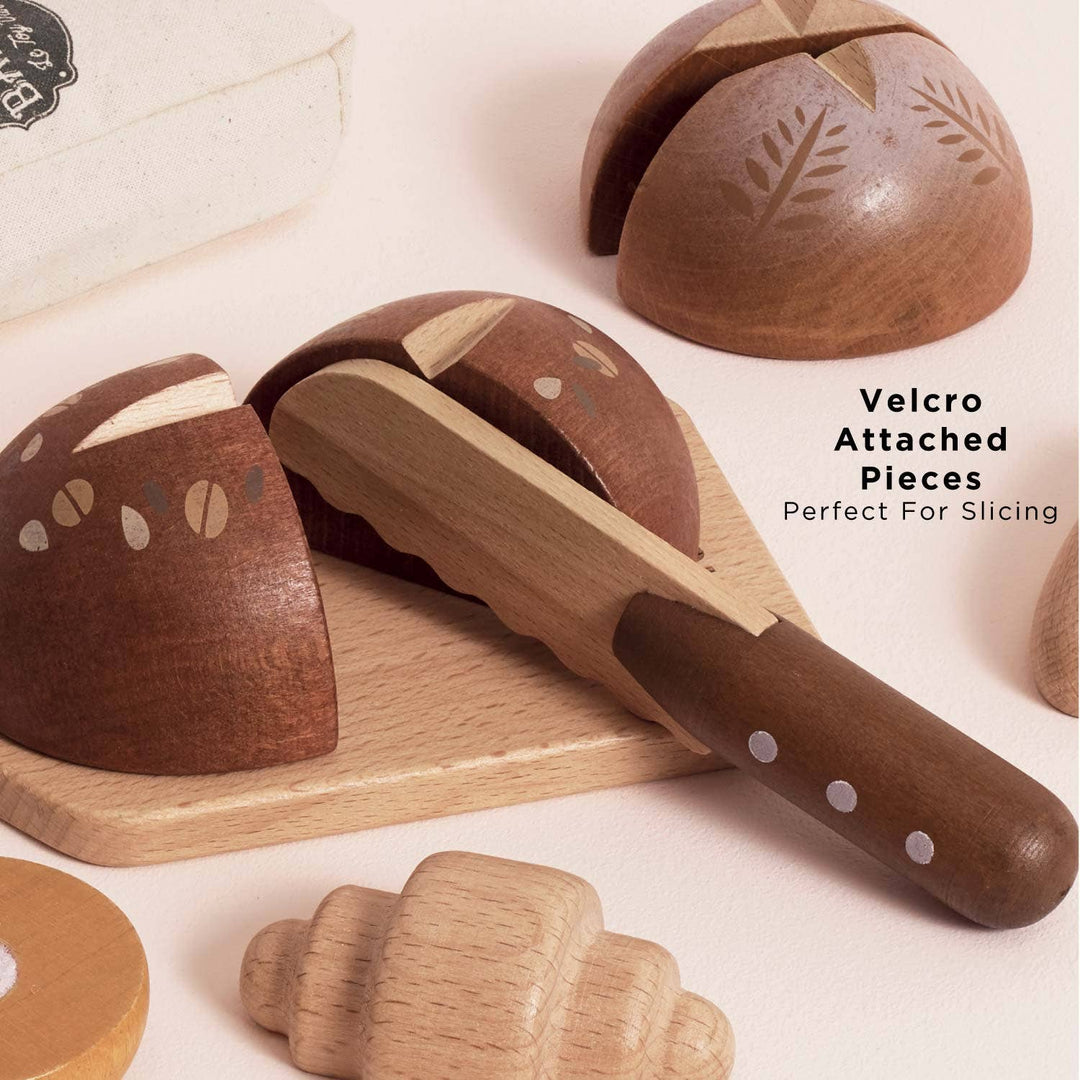 Le Toy Van Artisan Bread and Knife Set lets toddlers explore cutting skills with a fun educational toy