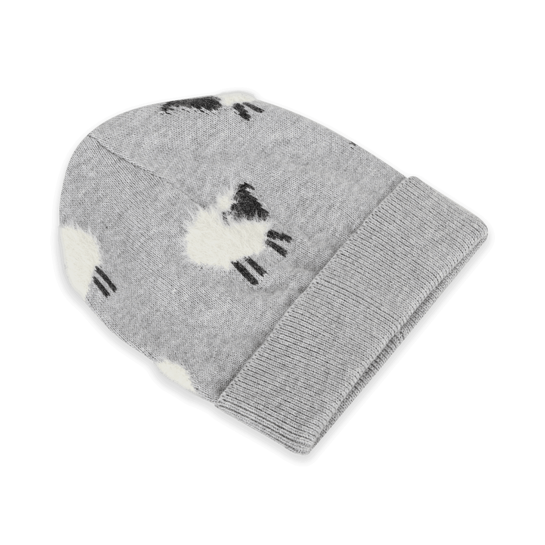 Furry Sheep Knit Round Baby Beanie (Organic Cotton)