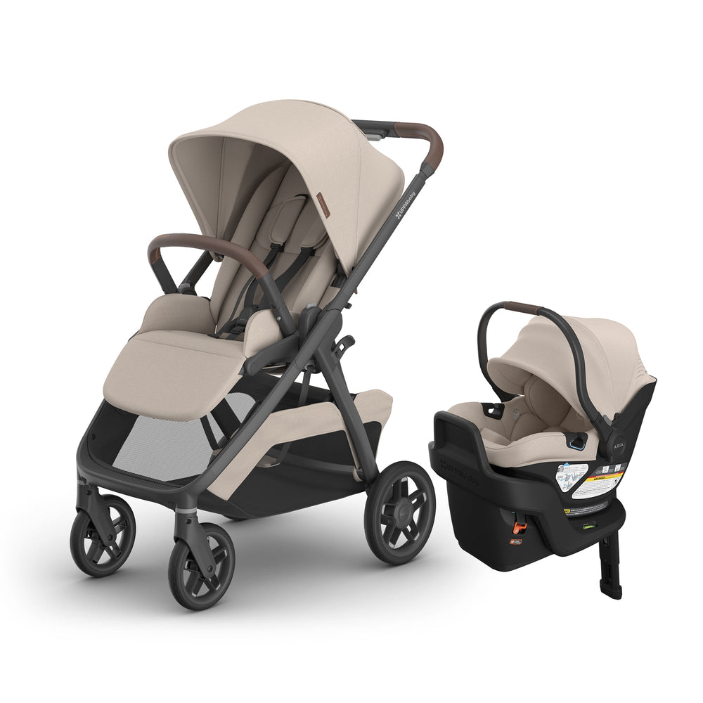 UPPAbaby Kona Stroller Ada Sandstone with Aria V2 Ada infant car seat — matching travel system bundle