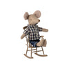 Maileg Mouse sitting in rocking chair