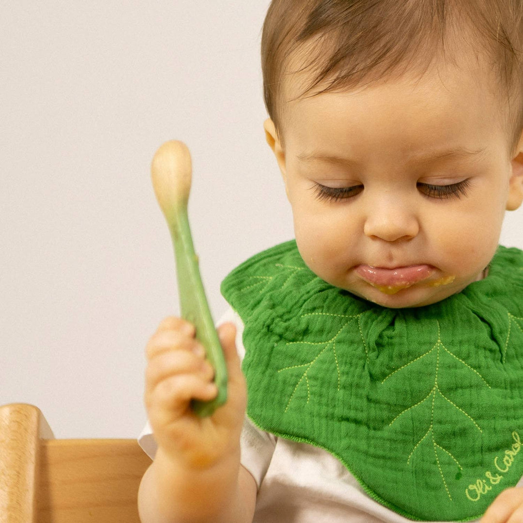 Oli and Carol green infant feeding spoons sustainable wood