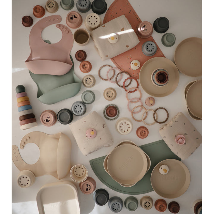 Mushie Cups Stacking Cup Toy Toys for Kids A set of Mushie stacking cups that toddlers can stack sort and learn from