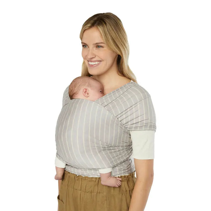 Grey Stripe adds subtle style to the Ergobaby Aura Baby Wrap, your go-to baby wrap carrier for easy use.